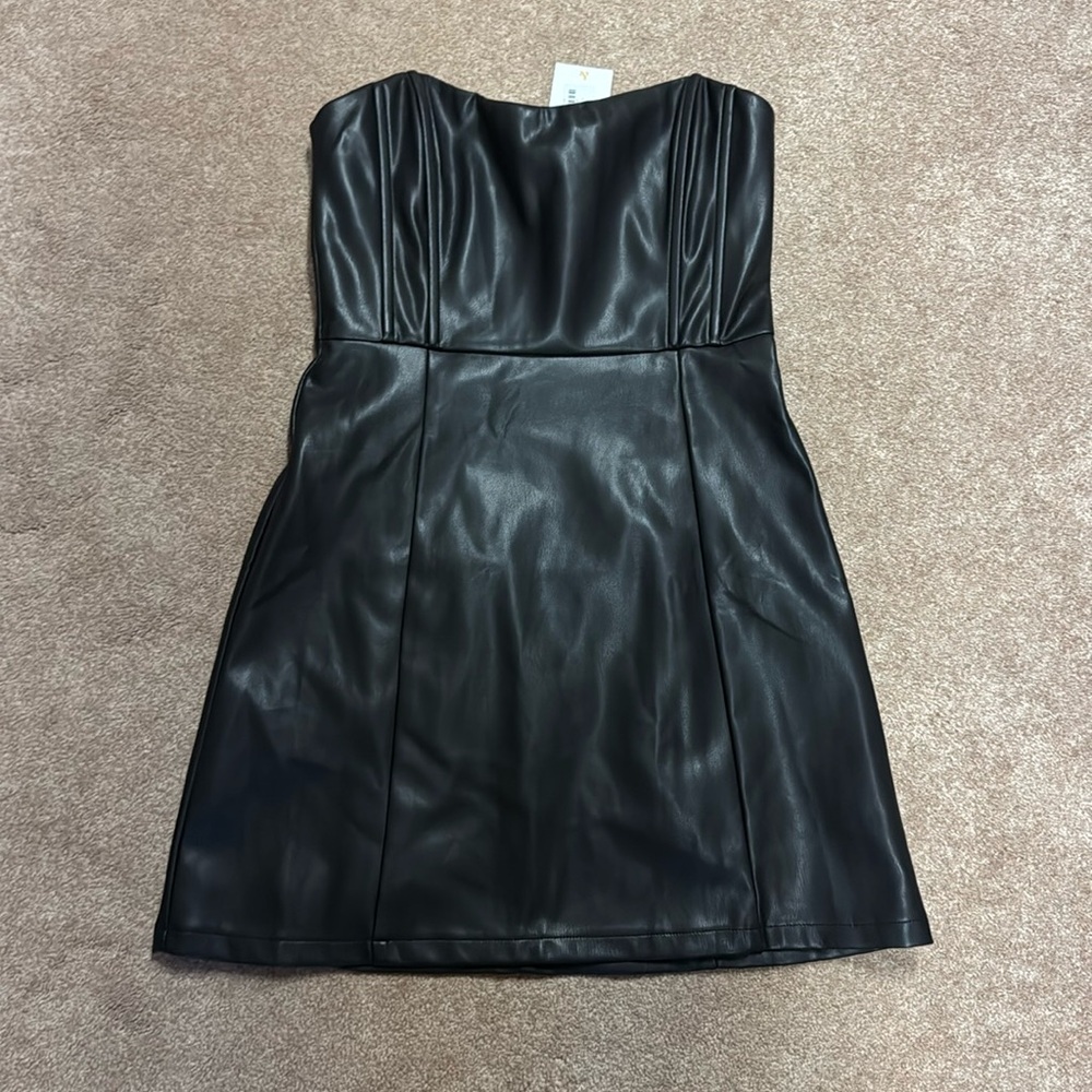 ASTR the label Carmen Faux Leather Mini Dress - Black - Medium